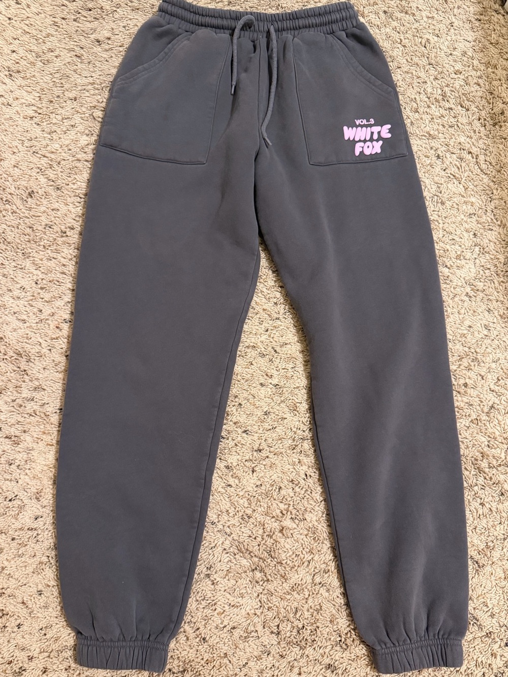 White Fox Gray and Pink Sweatpants